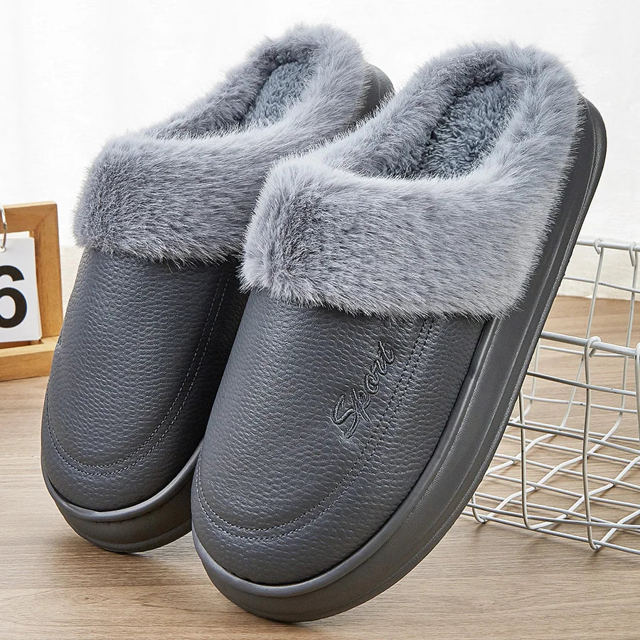 Men's Winter Slippers Massage Memory Foam Home Slippers Soft Warm Indoor Slippers Male Non-Slip Comfort Large Size 50-51