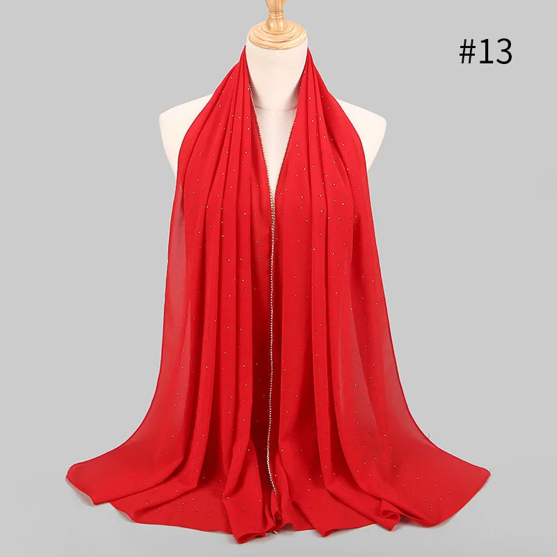 Luxury gold Chiffon Head Scarf solid Soft Long Muslim Scarves For Women Hijab musulman femme Shawl and Wrap foulard islamique