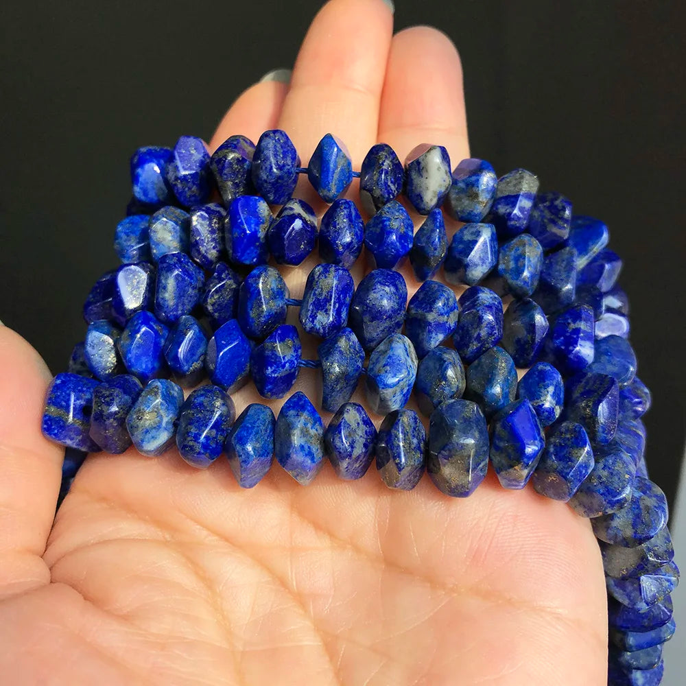 Natural Irregular Lapis Lazuli Stone Special Cut Genuine Loose Spacer Beads For Jewelry DIY Making Bracelet Accessories 7.5''