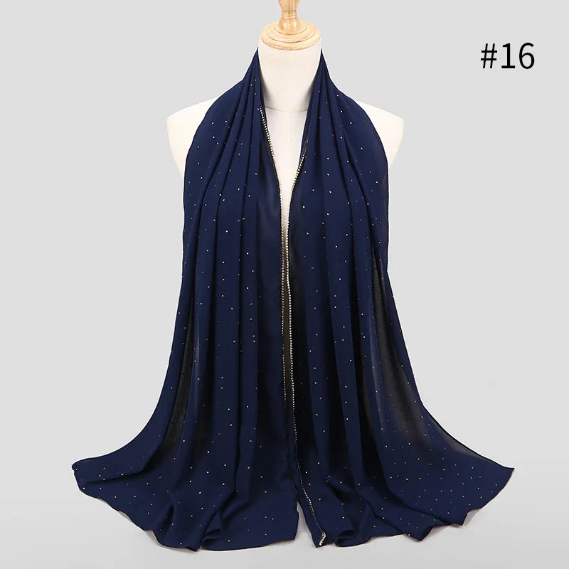 Luxury gold Chiffon Head Scarf solid Soft Long Muslim Scarves For Women Hijab musulman femme Shawl and Wrap foulard islamique