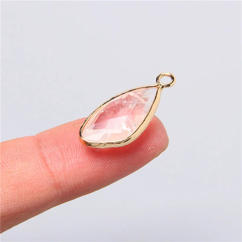 2pcs Natural Rose Clear Pink Quartz Labradorite Amethysts Stone Charm Pendant for Necklaces Earrings Jewelry Making Accessories