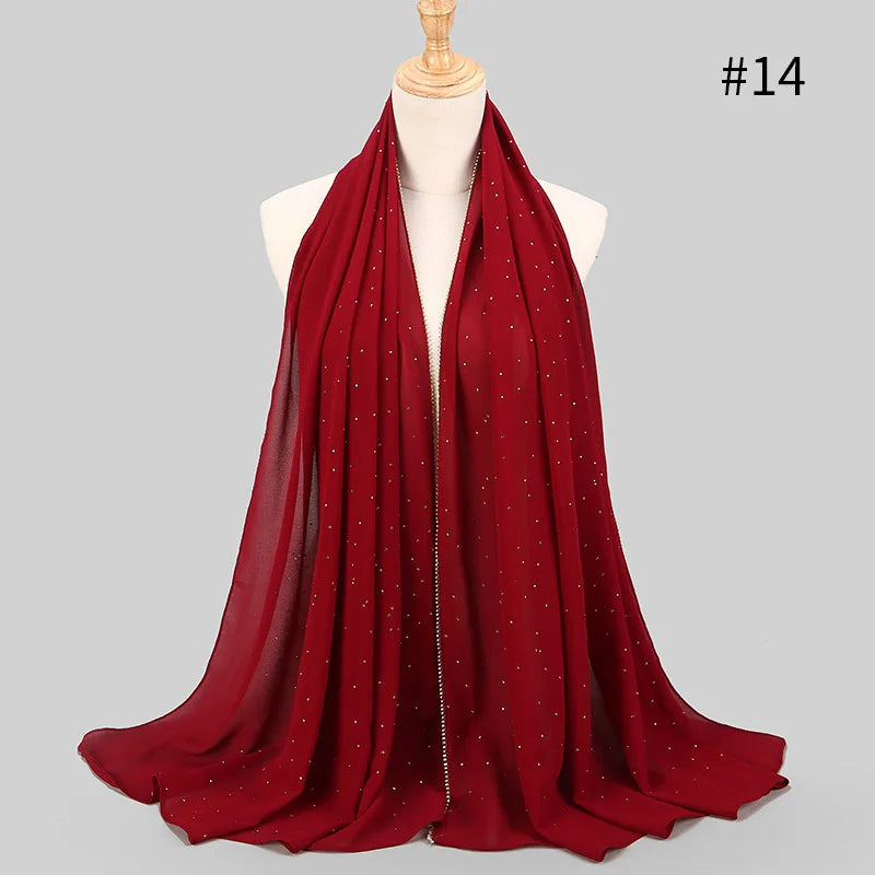 Luxury gold Chiffon Head Scarf solid Soft Long Muslim Scarves For Women Hijab musulman femme Shawl and Wrap foulard islamique