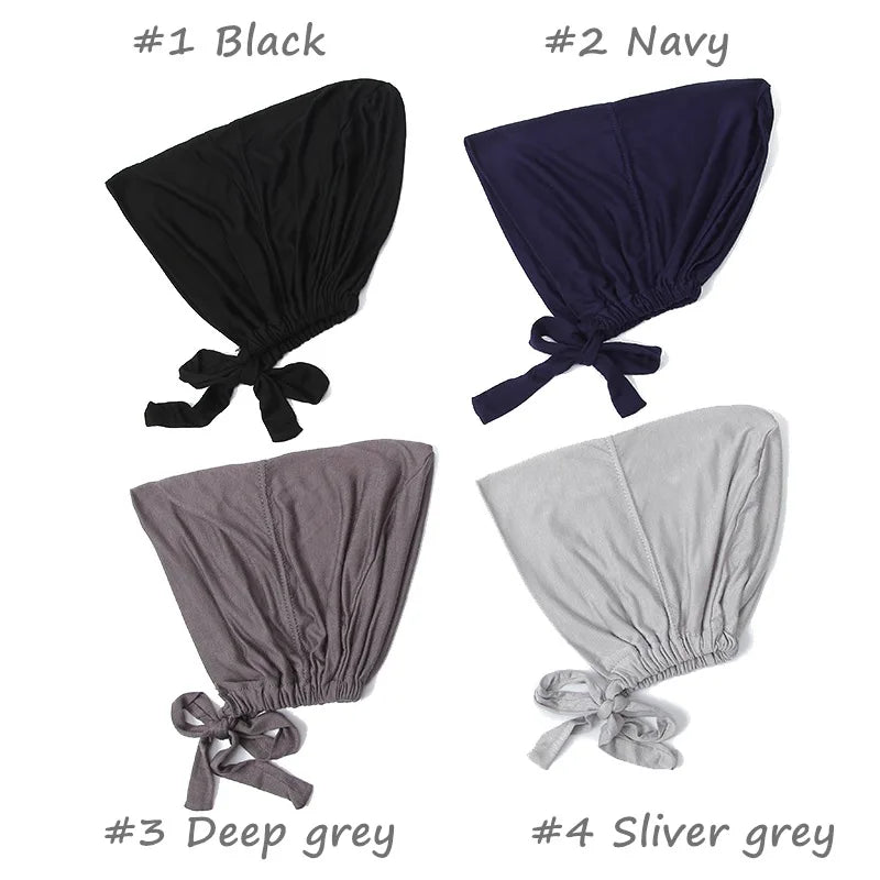 Inner Tie Back Hijab Cap Modal Turban Hat Inner Hijab Caps Islamic Underscarf Bonnet India Hat Female Headwrap Turbante Mujer
