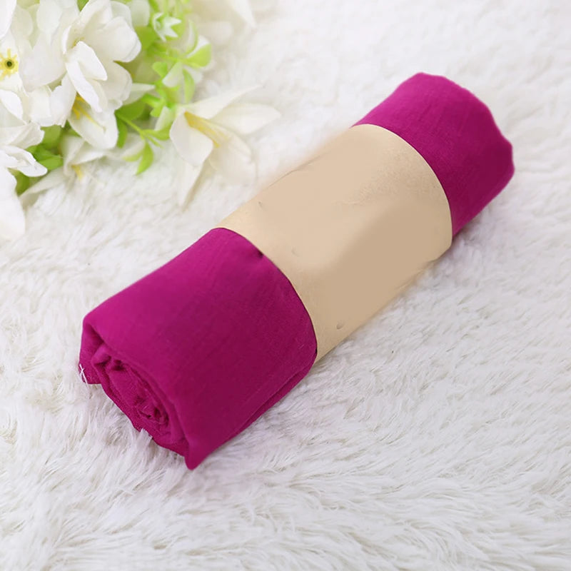 Soft Cotton Linen Scarf Women Muslim Crinkle Hijab Scarf Solid Color Islamic Head Shawls and Wraps Female Headscarf Headwear