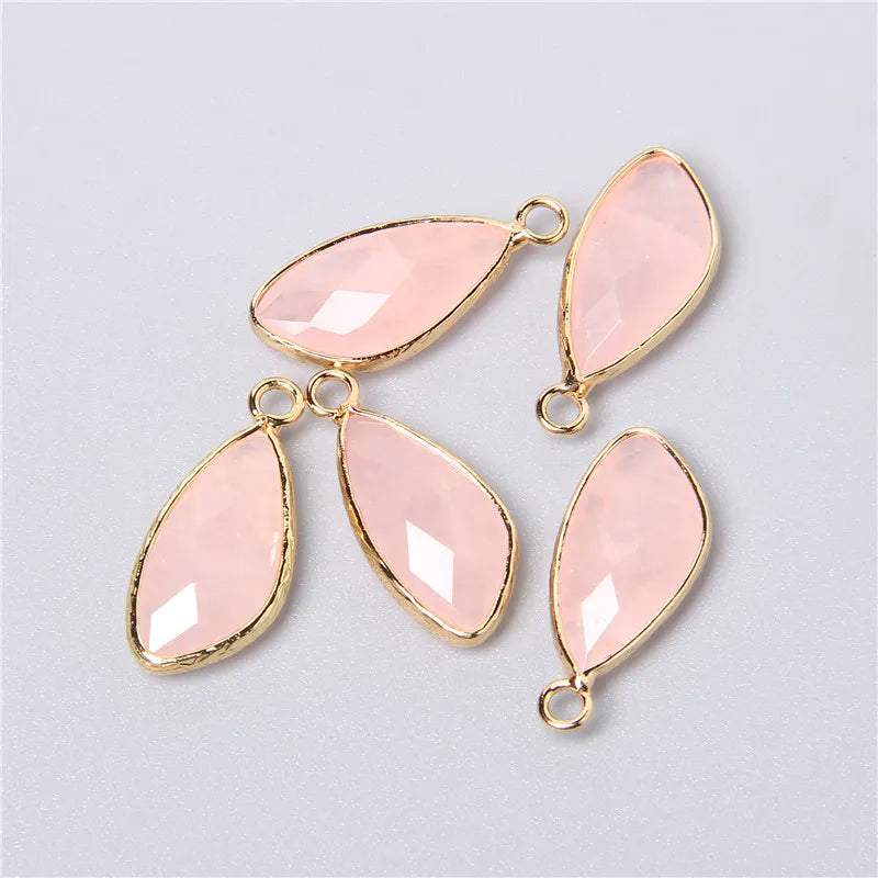 2pcs Natural Rose Clear Pink Quartz Labradorite Amethysts Stone Charm Pendant for Necklaces Earrings Jewelry Making Accessories