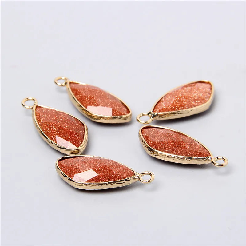 2pcs Natural Rose Clear Pink Quartz Labradorite Amethysts Stone Charm Pendant for Necklaces Earrings Jewelry Making Accessories