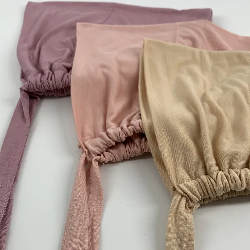 Inner Tie Back Hijab Cap Modal Turban Hat Inner Hijab Caps Islamic Underscarf Bonnet India Hat Female Headwrap Turbante Mujer