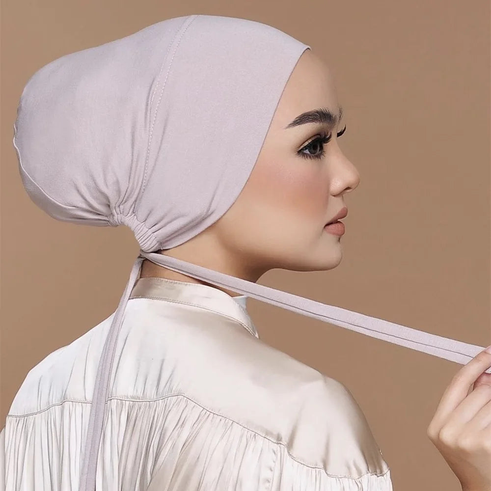 Inner Tie Back Hijab Cap Modal Turban Hat Inner Hijab Caps Islamic Underscarf Bonnet India Hat Female Headwrap Turbante Mujer