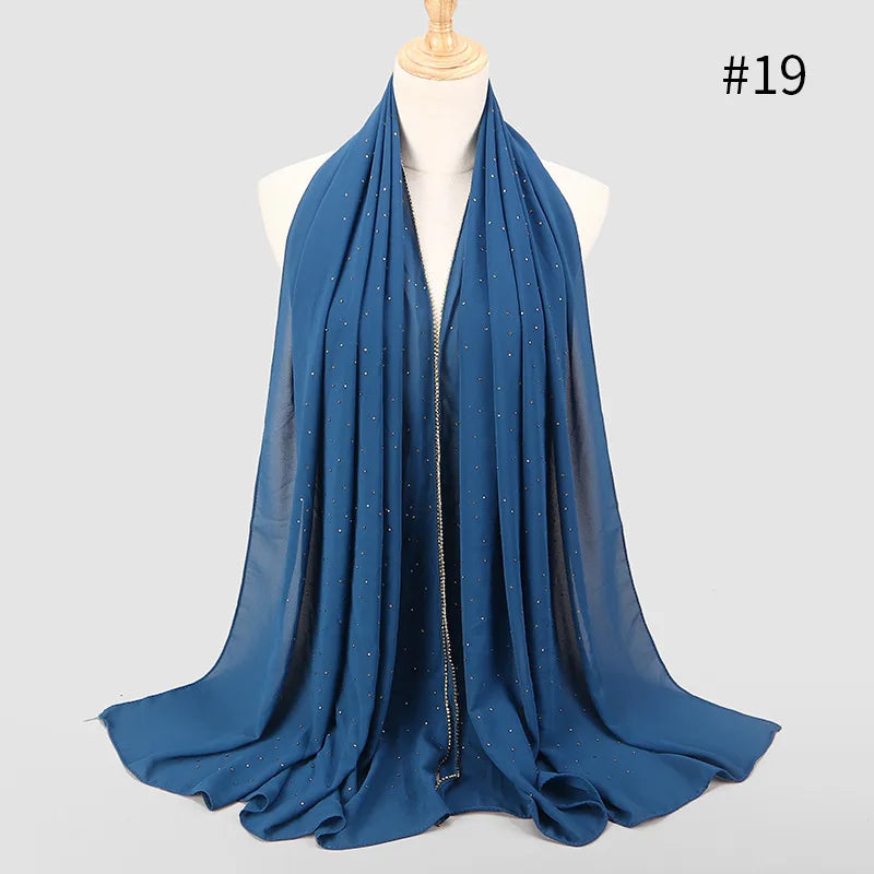 Luxury gold Chiffon Head Scarf solid Soft Long Muslim Scarves For Women Hijab musulman femme Shawl and Wrap foulard islamique
