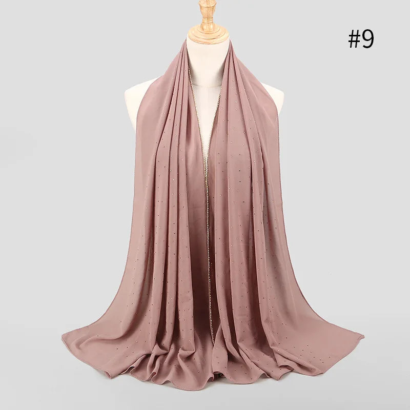 Luxury gold Chiffon Head Scarf solid Soft Long Muslim Scarves For Women Hijab musulman femme Shawl and Wrap foulard islamique