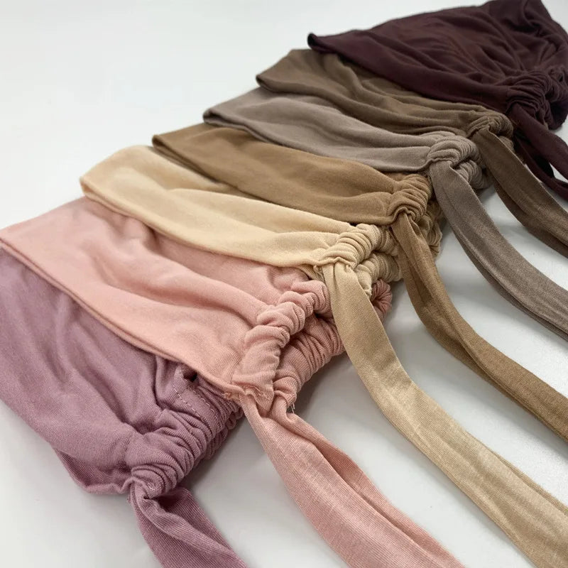 Inner Tie Back Hijab Cap Modal Turban Hat Inner Hijab Caps Islamic Underscarf Bonnet India Hat Female Headwrap Turbante Mujer