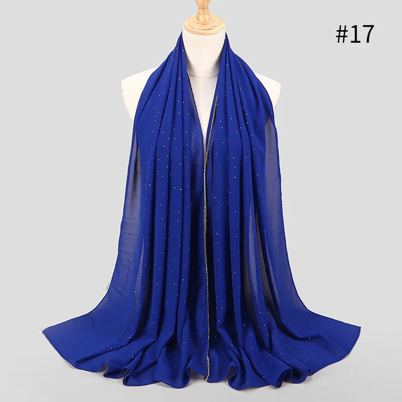 Luxury gold Chiffon Head Scarf solid Soft Long Muslim Scarves For Women Hijab musulman femme Shawl and Wrap foulard islamique