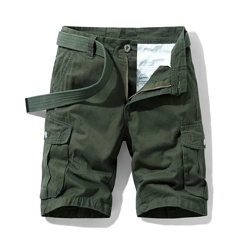 2024 Summer Men's Baggy Multi Pocket Military Cargo Shorts Male Cotton Khaki Mens Tactical Shorts Short Pants 30-38 No Belt