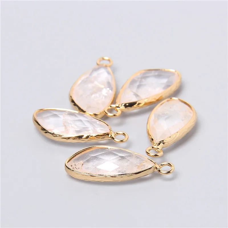 2pcs Natural Rose Clear Pink Quartz Labradorite Amethysts Stone Charm Pendant for Necklaces Earrings Jewelry Making Accessories