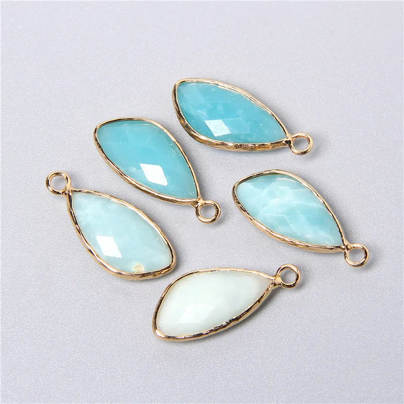 2pcs Natural Rose Clear Pink Quartz Labradorite Amethysts Stone Charm Pendant for Necklaces Earrings Jewelry Making Accessories