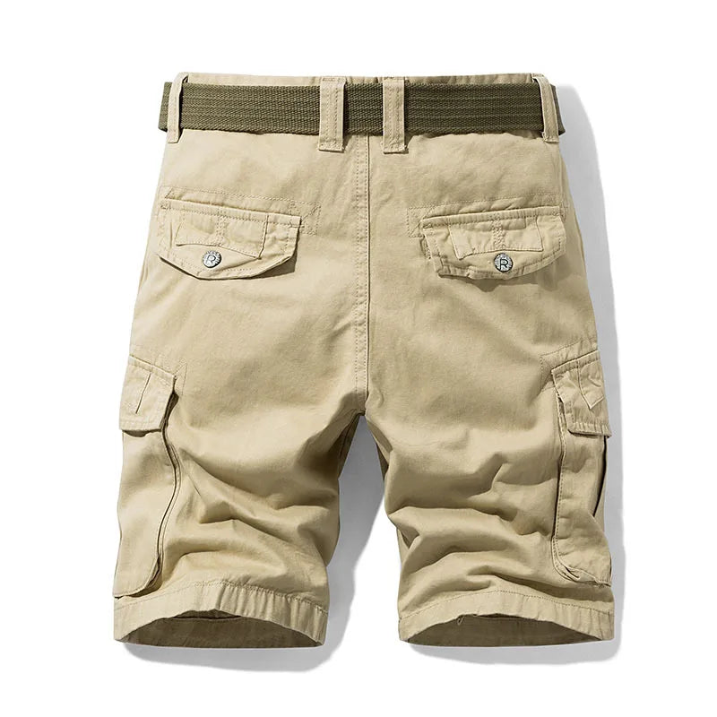 2024 Summer Men's Baggy Multi Pocket Military Cargo Shorts Male Cotton Khaki Mens Tactical Shorts Short Pants 30-38 No Belt