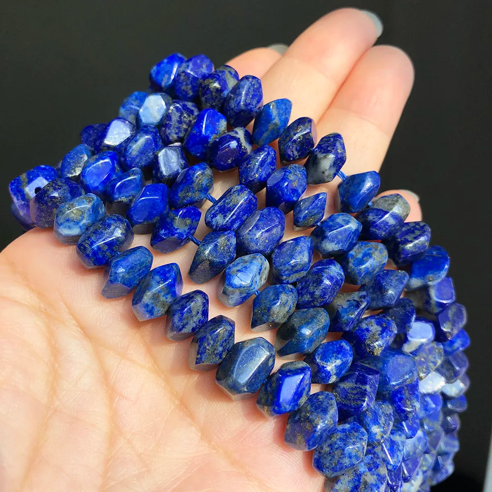 Natural Irregular Lapis Lazuli Stone Special Cut Genuine Loose Spacer Beads For Jewelry DIY Making Bracelet Accessories 7.5''