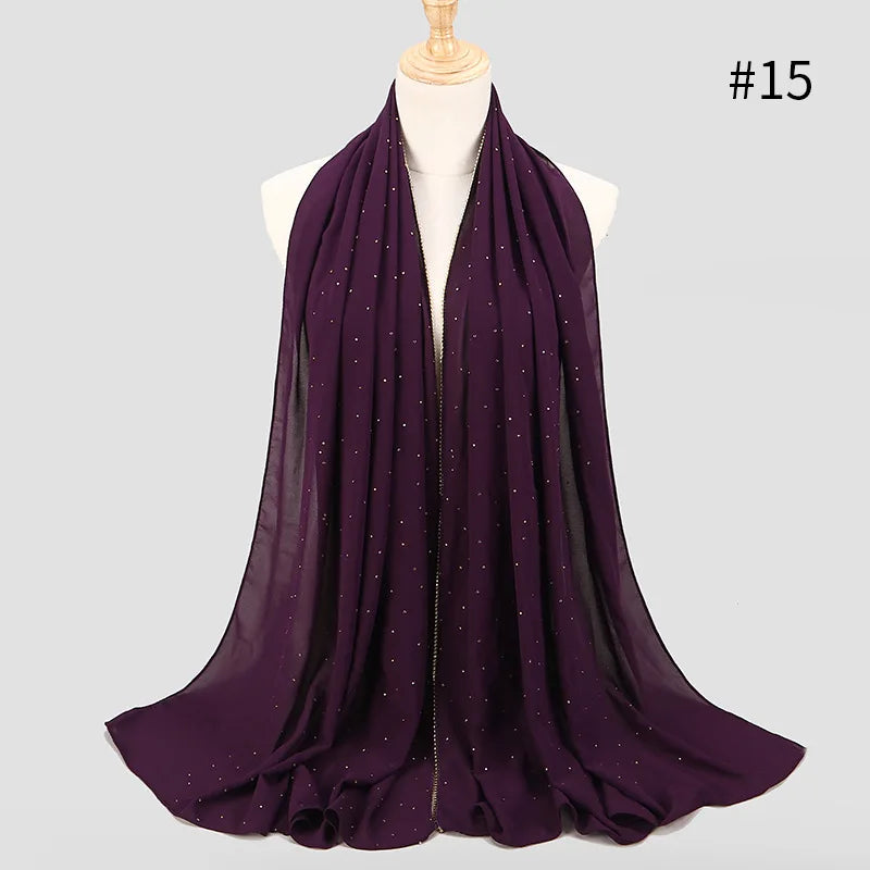 Luxury gold Chiffon Head Scarf solid Soft Long Muslim Scarves For Women Hijab musulman femme Shawl and Wrap foulard islamique