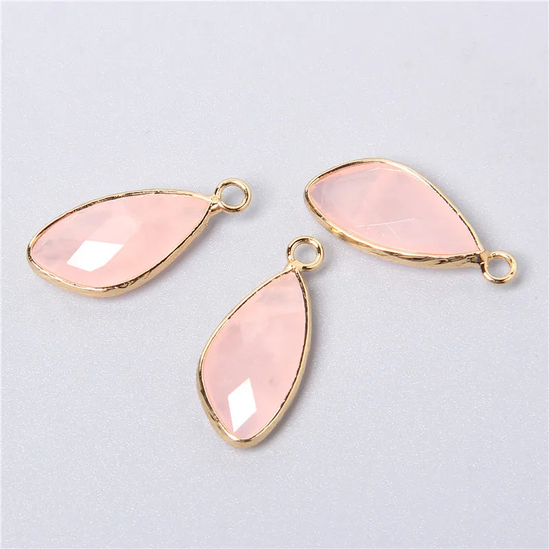 2pcs Natural Rose Clear Pink Quartz Labradorite Amethysts Stone Charm Pendant for Necklaces Earrings Jewelry Making Accessories