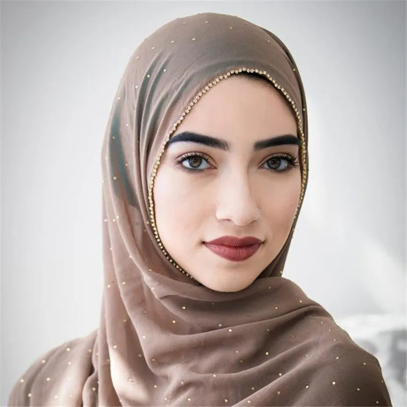 Luxury gold Chiffon Head Scarf solid Soft Long Muslim Scarves For Women Hijab musulman femme Shawl and Wrap foulard islamique