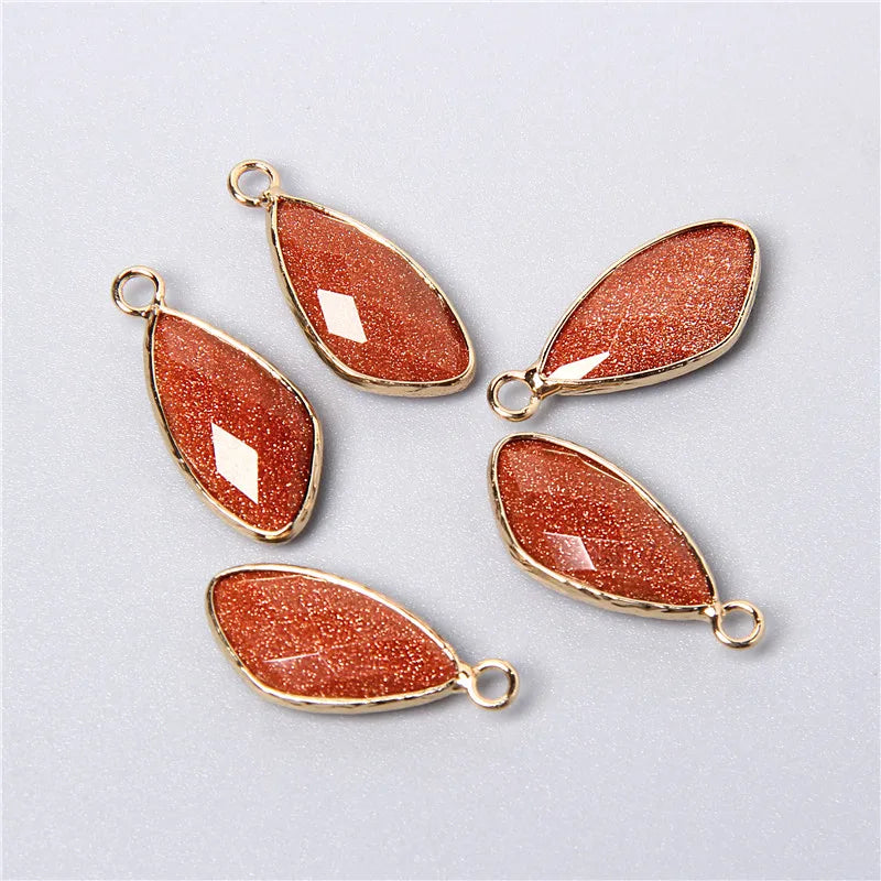 2pcs Natural Rose Clear Pink Quartz Labradorite Amethysts Stone Charm Pendant for Necklaces Earrings Jewelry Making Accessories