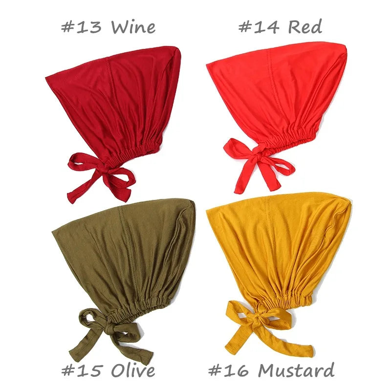 Inner Tie Back Hijab Cap Modal Turban Hat Inner Hijab Caps Islamic Underscarf Bonnet India Hat Female Headwrap Turbante Mujer