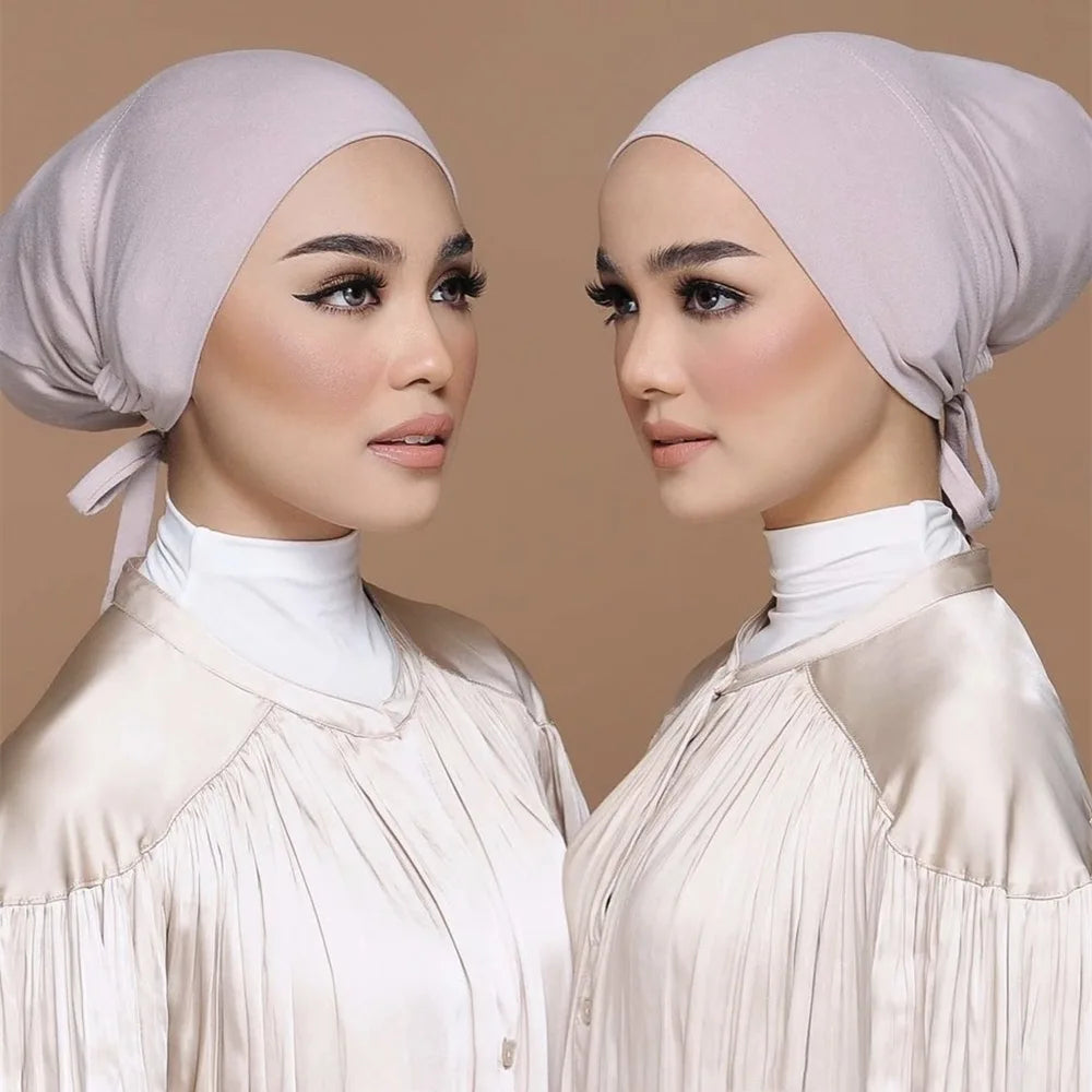 Inner Tie Back Hijab Cap Modal Turban Hat Inner Hijab Caps Islamic Underscarf Bonnet India Hat Female Headwrap Turbante Mujer