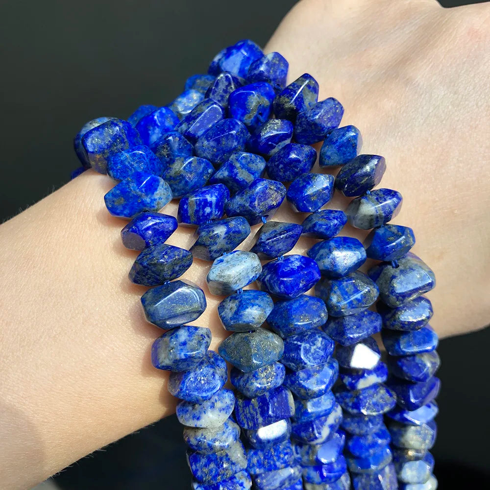 Natural Irregular Lapis Lazuli Stone Special Cut Genuine Loose Spacer Beads For Jewelry DIY Making Bracelet Accessories 7.5''