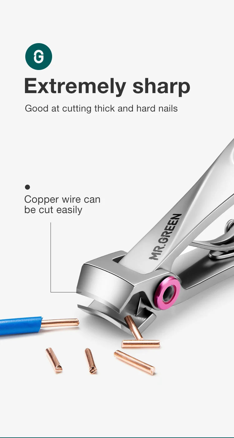 MR.GREEN Nail Clippers Stainless Steel Wide Jaw Opening Manicure Fingernail Cutter Thick Hard Ingrown Toenail Scissors tools