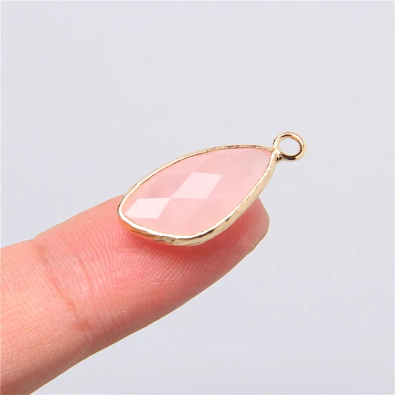 2pcs Natural Rose Clear Pink Quartz Labradorite Amethysts Stone Charm Pendant for Necklaces Earrings Jewelry Making Accessories