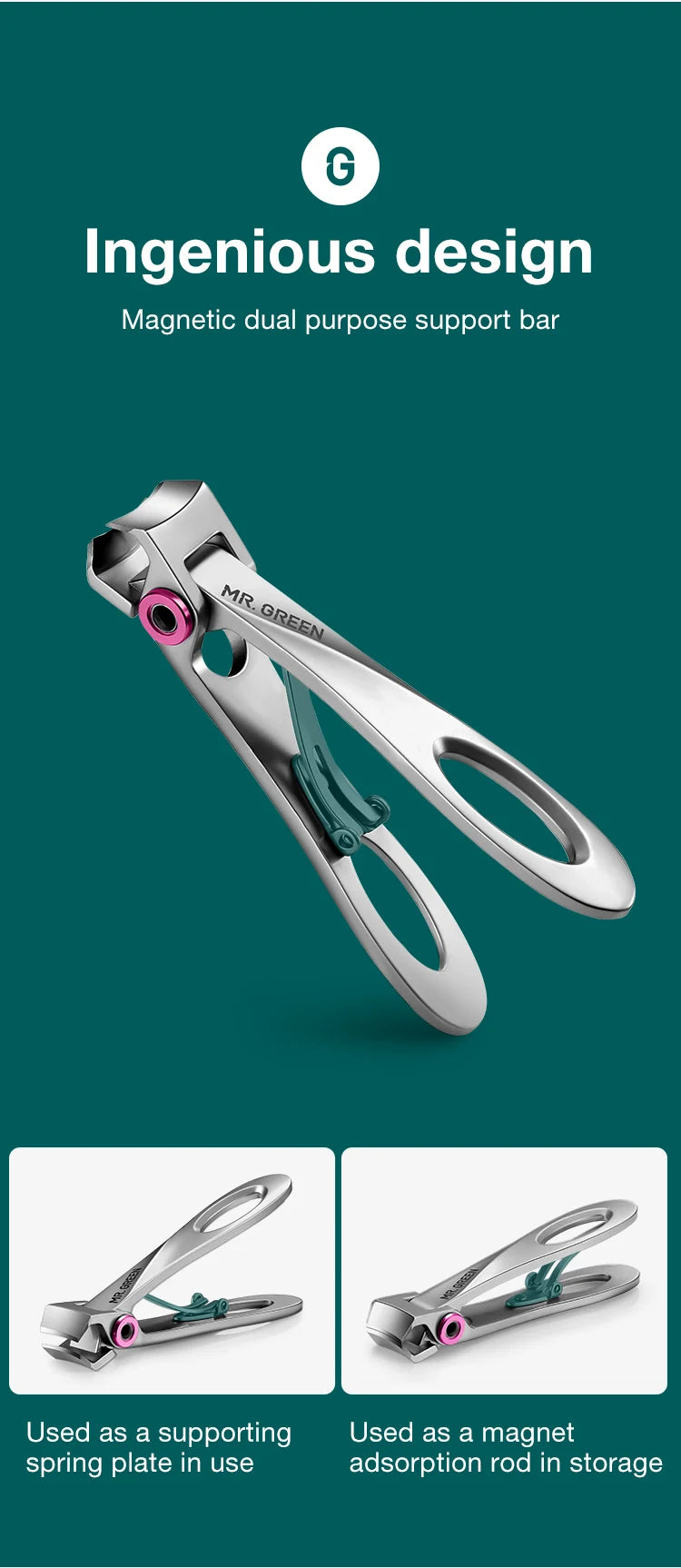 MR.GREEN Nail Clippers Stainless Steel Wide Jaw Opening Manicure Fingernail Cutter Thick Hard Ingrown Toenail Scissors tools