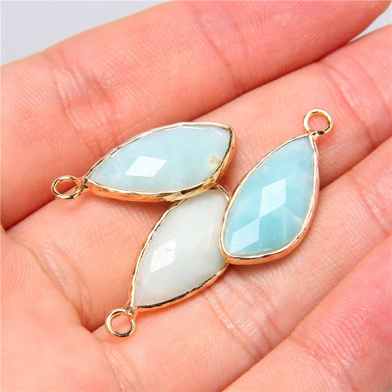 2pcs Natural Rose Clear Pink Quartz Labradorite Amethysts Stone Charm Pendant for Necklaces Earrings Jewelry Making Accessories