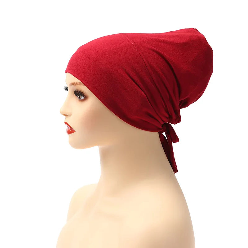 Inner Tie Back Hijab Cap Modal Turban Hat Inner Hijab Caps Islamic Underscarf Bonnet India Hat Female Headwrap Turbante Mujer