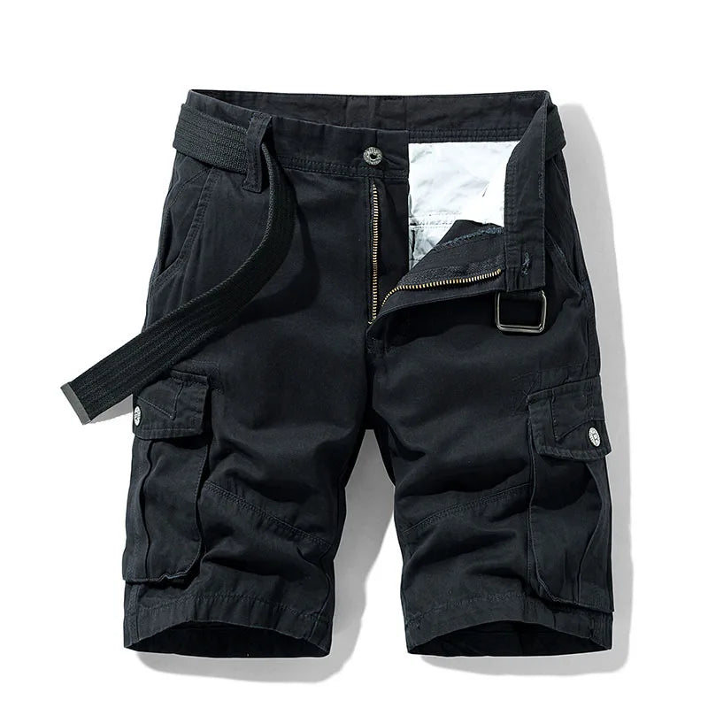 2024 Summer Men's Baggy Multi Pocket Military Cargo Shorts Male Cotton Khaki Mens Tactical Shorts Short Pants 30-38 No Belt