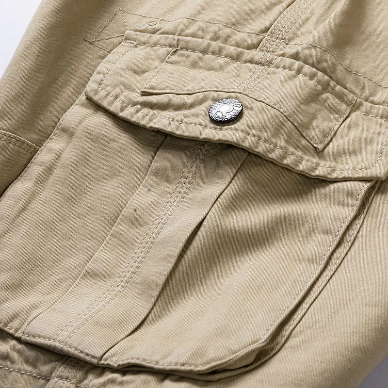 2024 Summer Men's Baggy Multi Pocket Military Cargo Shorts Male Cotton Khaki Mens Tactical Shorts Short Pants 30-38 No Belt