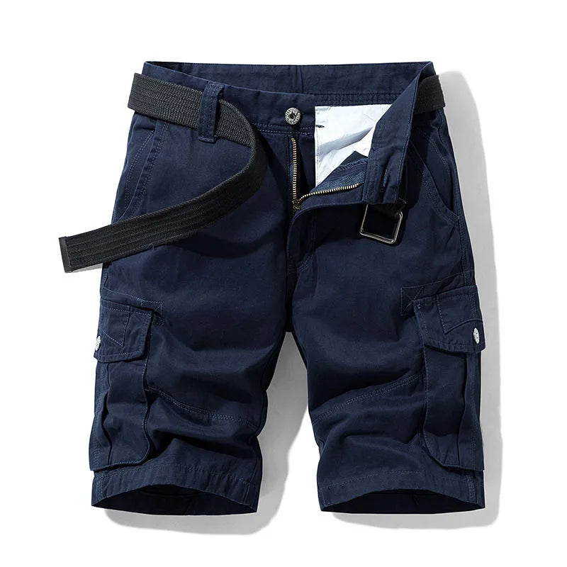 2024 Summer Men's Baggy Multi Pocket Military Cargo Shorts Male Cotton Khaki Mens Tactical Shorts Short Pants 30-38 No Belt