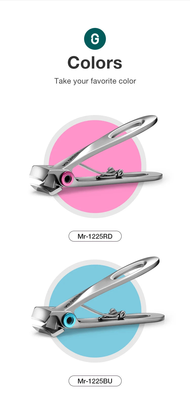 MR.GREEN Nail Clippers Stainless Steel Wide Jaw Opening Manicure Fingernail Cutter Thick Hard Ingrown Toenail Scissors tools