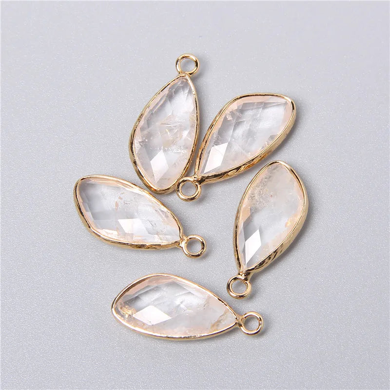 2pcs Natural Rose Clear Pink Quartz Labradorite Amethysts Stone Charm Pendant for Necklaces Earrings Jewelry Making Accessories