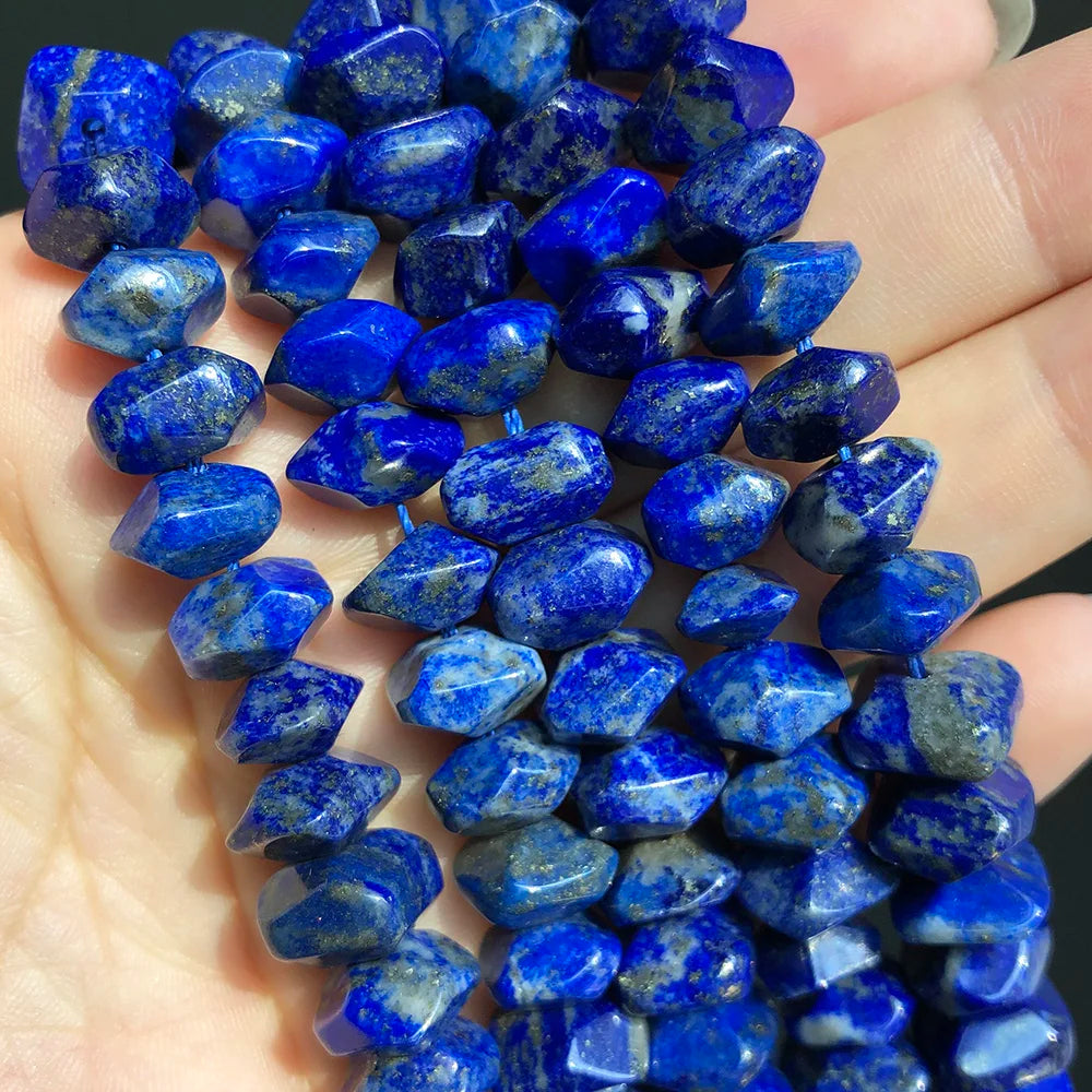 Natural Irregular Lapis Lazuli Stone Special Cut Genuine Loose Spacer Beads For Jewelry DIY Making Bracelet Accessories 7.5''