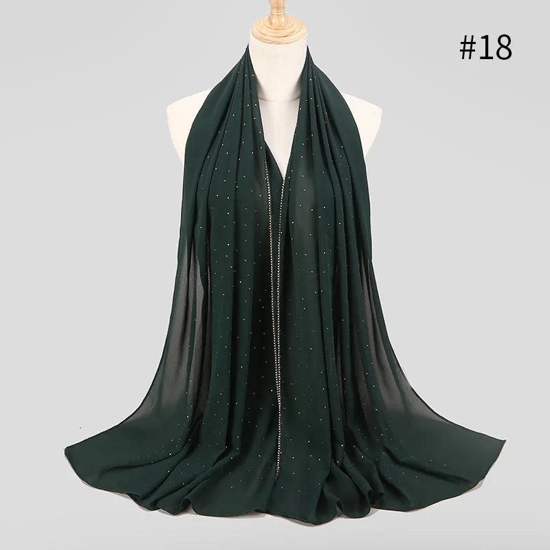 Luxury gold Chiffon Head Scarf solid Soft Long Muslim Scarves For Women Hijab musulman femme Shawl and Wrap foulard islamique