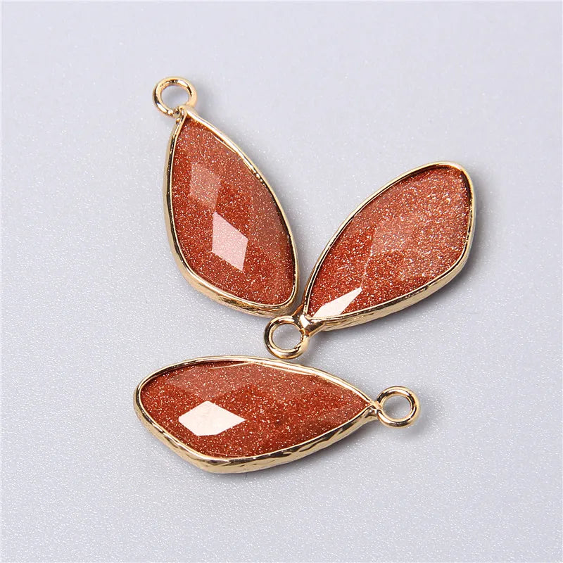 2pcs Natural Rose Clear Pink Quartz Labradorite Amethysts Stone Charm Pendant for Necklaces Earrings Jewelry Making Accessories