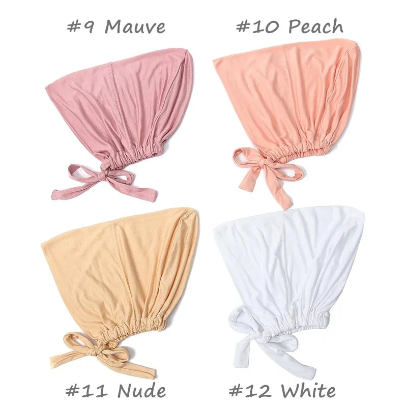 Inner Tie Back Hijab Cap Modal Turban Hat Inner Hijab Caps Islamic Underscarf Bonnet India Hat Female Headwrap Turbante Mujer