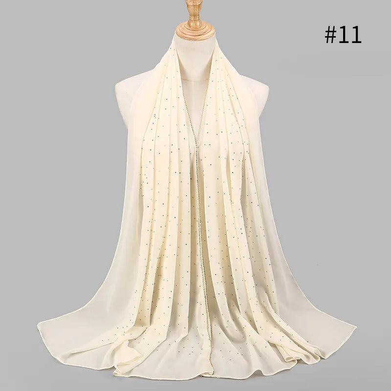 Luxury gold Chiffon Head Scarf solid Soft Long Muslim Scarves For Women Hijab musulman femme Shawl and Wrap foulard islamique