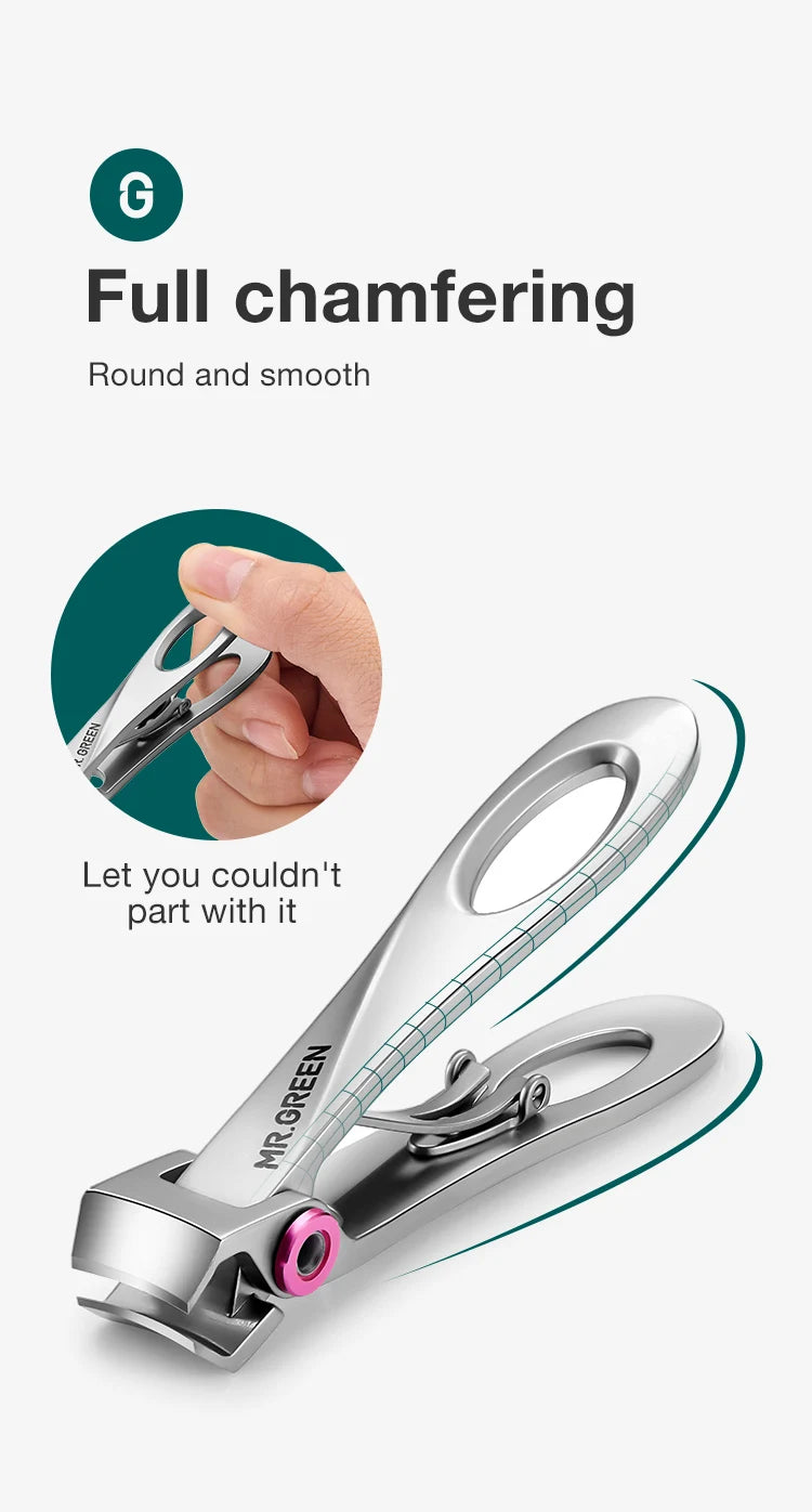 MR.GREEN Nail Clippers Stainless Steel Wide Jaw Opening Manicure Fingernail Cutter Thick Hard Ingrown Toenail Scissors tools