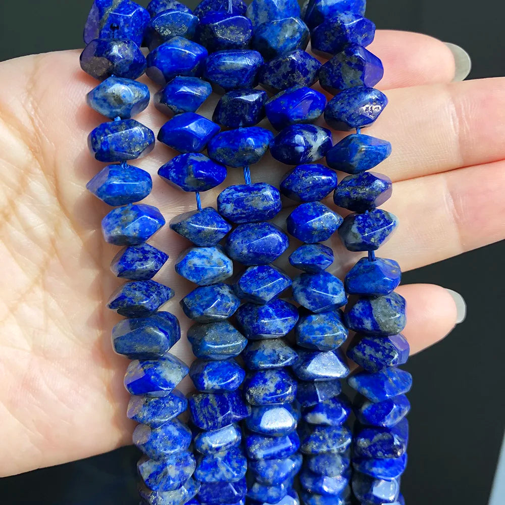 Natural Irregular Lapis Lazuli Stone Special Cut Genuine Loose Spacer Beads For Jewelry DIY Making Bracelet Accessories 7.5''