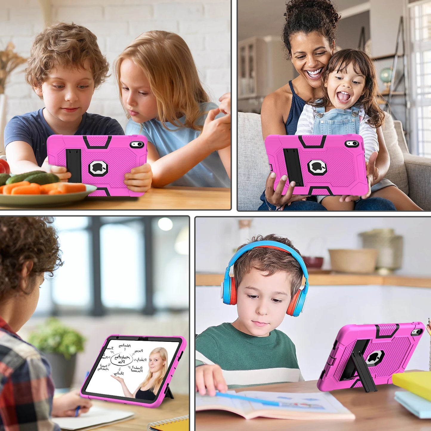 Pc Silicone Case For iPad 10.9 2022 10th 10.2 7-8-9th 9.7 2017 2018 5-6th Rugged Stand Cover For Mini 4 5 Shockproof Anti-Slip