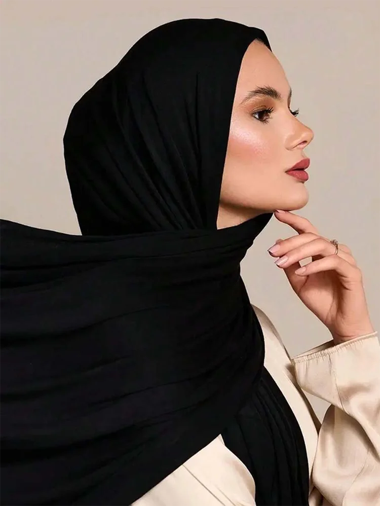 2024 New Muslim Women Jersey Hijab Scarf Solid Color Head Wrap Fashion Headscarf Turban Islam Veil Flexible Premium Modal