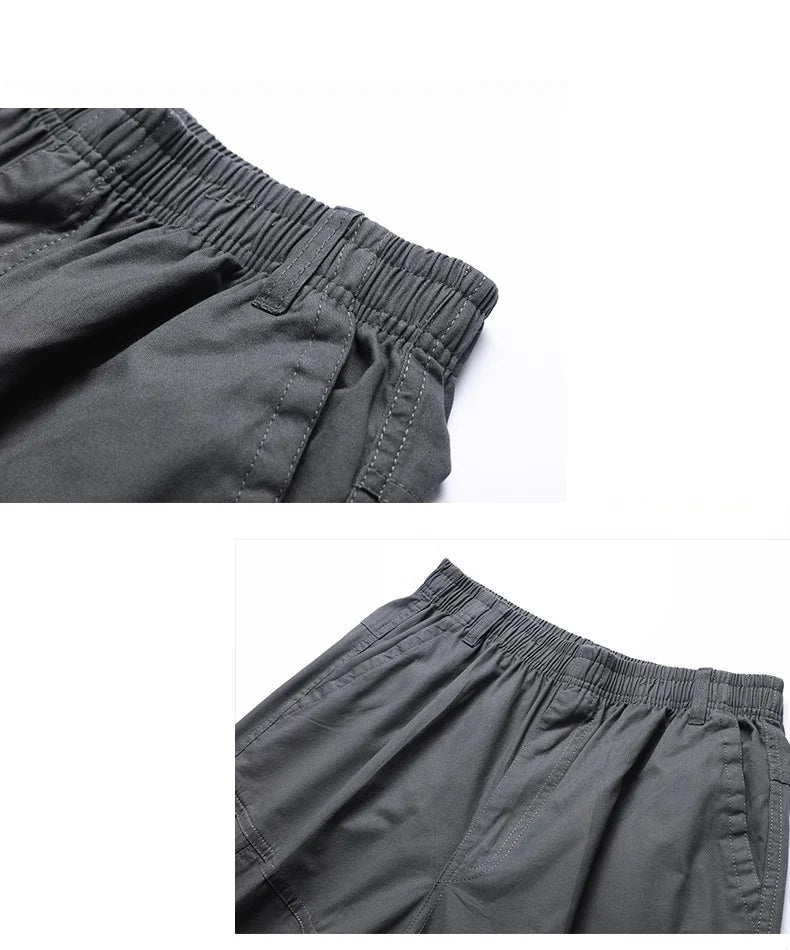 XL-6XL Work Pants Men's Summer Pure Cotton Casual Shorts loose and Slimming Work Pants Home Pants Large Pocket Zipper Decoration