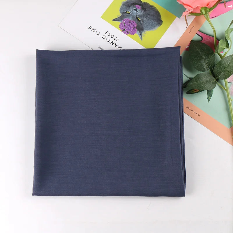 Newest Solid-Color Square Scarf Cotton Muslim Hijab Women Headband Bandana All Match Wraps Kerchief Scarves Shawl 110*110cm