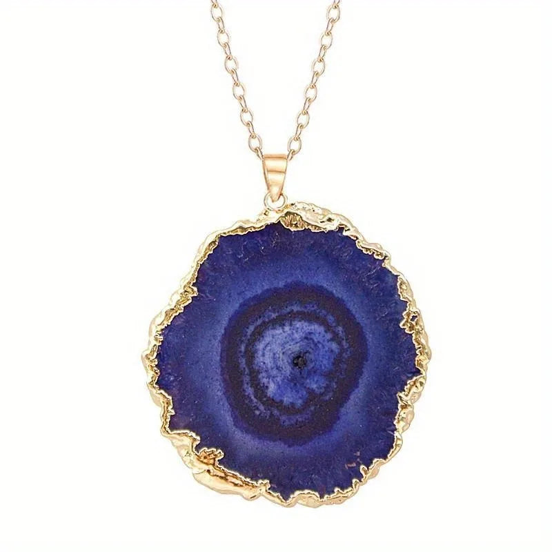 Natural Crystal Pendant Agate Necklace Healing Crystal Gemstone Irregular Polished Agate Slice Crystal Agate Decor Gift forWoman